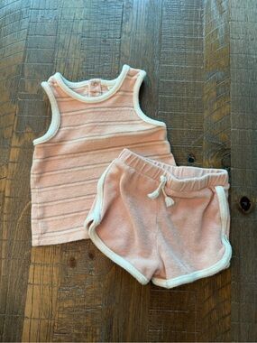 Easy Peasy Baby Girl 100% Organic Cotton Terry Shorts Tank Set 18M